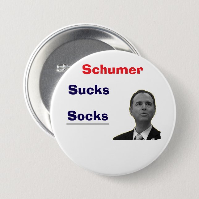Badge Rond 7,6 Cm Bouton Chucky Schumer Scuks Socks (Devant & derrière)