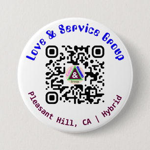 Badge Rond 7,6 Cm Bouton Code QR Linktree LNS Blanc