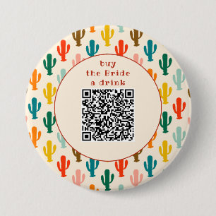 Badge Rond 7,6 Cm Bouton Code QR pour Offrir un Verre à la Mariée