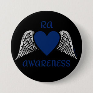 Badge Rond 7,6 Cm Bouton Coeur/Ailes...RA
