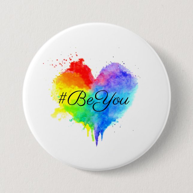 Badge Rond 7,6 Cm Bouton Coeur de #BeYou (Devant)