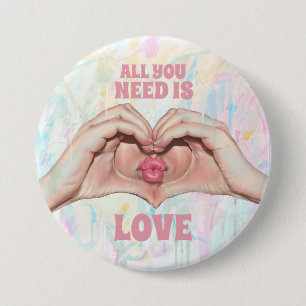 Badge Rond 7,6 Cm Bouton cœur mains bisou Tout ce dont vous avez bes