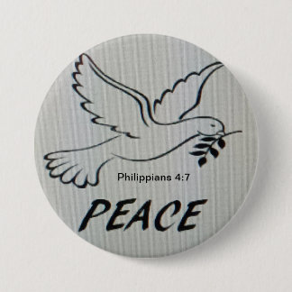 Badge Rond 7,6 Cm Bouton Colombe de la Paix avec écriture