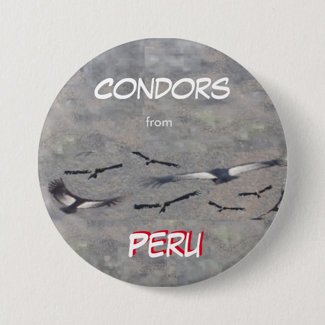 Badge Rond 7,6 Cm Bouton Condors du Pérou (Devant)