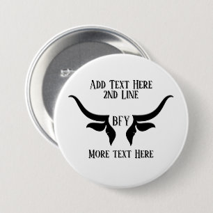Badge Rond 7,6 Cm Bouton Corne de texte et de monogramme personnalis