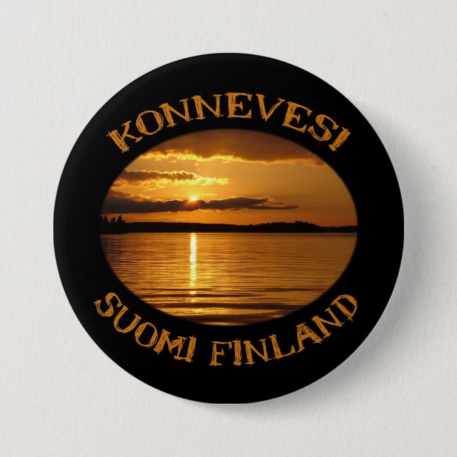 Badge Rond 7,6 Cm Bouton Coucher de soleil Konnevesi (Devant)