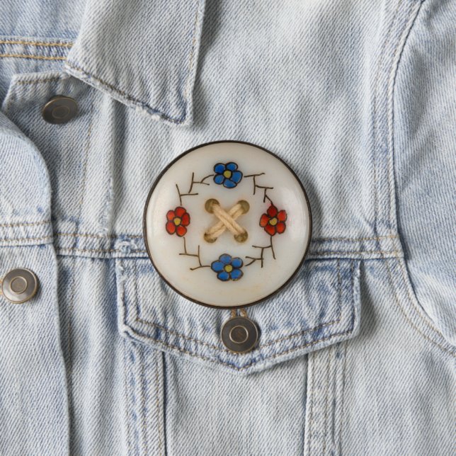 Badge Rond 7,6 Cm Bouton Coudre mou (En situation)