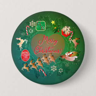 Badge Rond 7,6 Cm Bouton couronne de Noël
