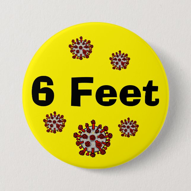 Badge Rond 7,6 Cm Bouton COVID-19 de 6 pieds (Devant)