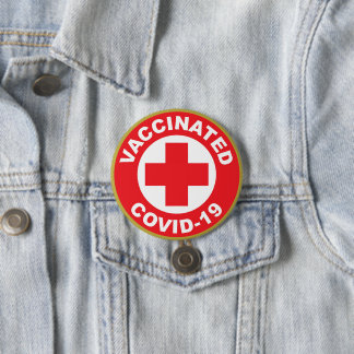 Badge Rond 7,6 Cm Bouton Covid-19 vacciné