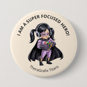 Badge Rond 7,6 Cm Bouton Cream Autism Chloe Je suis super concentré