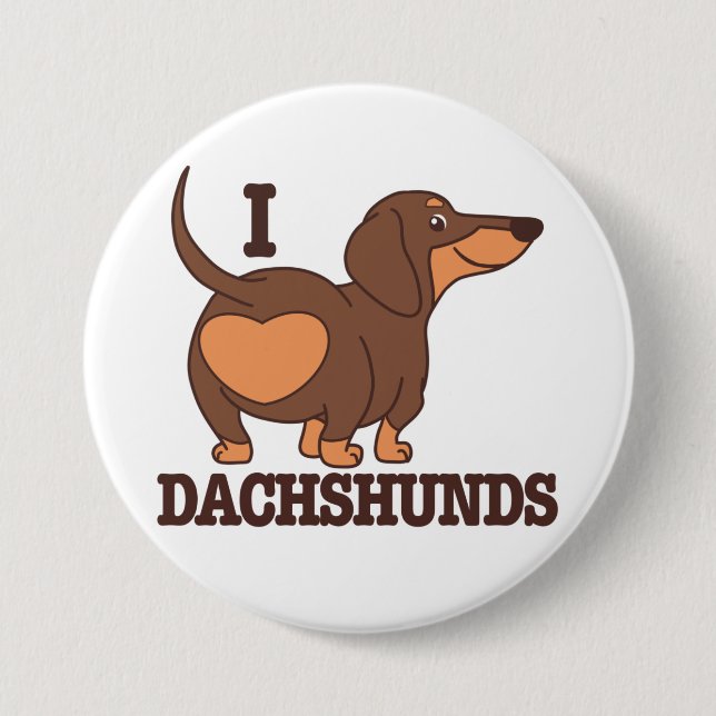 Badge Rond 7,6 Cm Bouton Dachshund Love Chien (Devant)