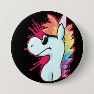 Badge Rond 7,6 Cm Bouton d'agent de licorne