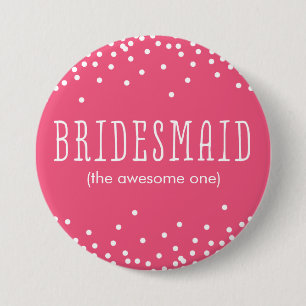 Badge Rond 7,6 Cm Bouton d'aide-ménagère personnalisé rose et blanc