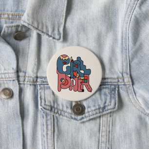 Badge Rond 7,6 Cm Bouton d'alimentation Fille