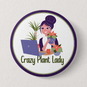 Badge Rond 7,6 Cm Bouton dame Plante folle