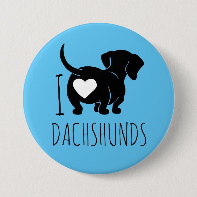 Badge Rond 7,6 Cm Bouton d'amour teckel (Devant)