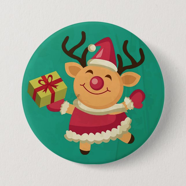 Badge Rond 7,6 Cm Bouton Dancing Reindeer (Devant)