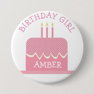 Badge Rond 7,6 Cm Bouton d'anniversaire de fille de Polka personnali