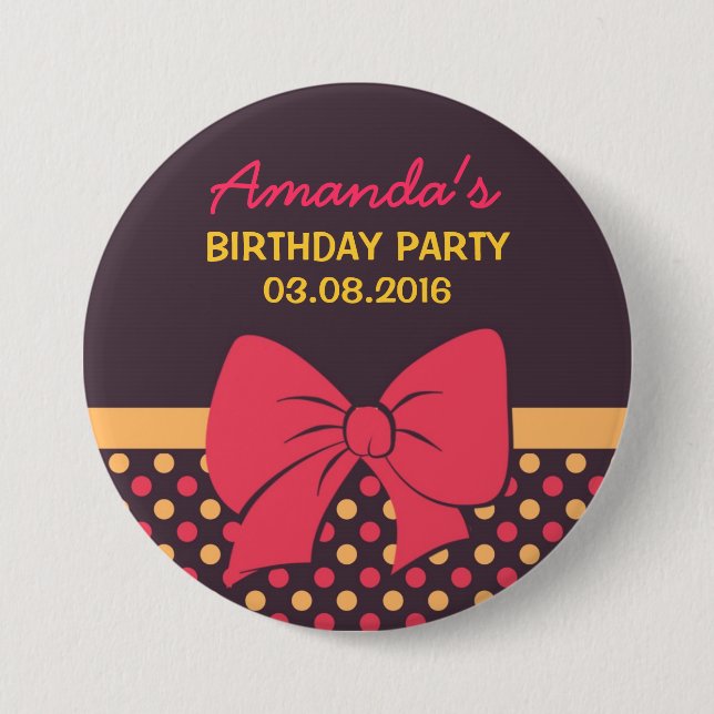 Badge Rond 7,6 Cm Bouton d'anniversaire des Pois Brown (Devant)