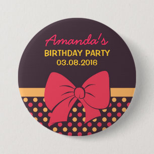 Badge Rond 7,6 Cm Bouton d'anniversaire des Pois Brown