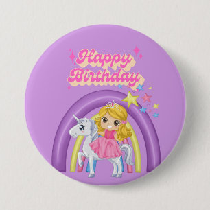 Badge Rond 7,6 Cm Bouton d'anniversaire pour enfants arc-en-ciel