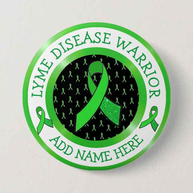 Badge Rond 7,6 Cm Bouton d'appui au ruban de Lyme Disease Warrior (Devant)