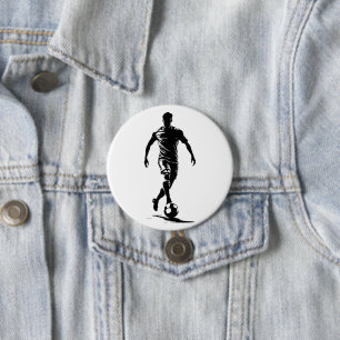 Badge Rond 7,6 Cm Bouton d'art de silhouette de joueur de football m