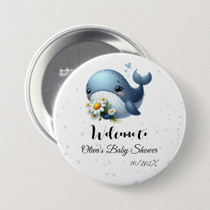 Badge Rond 7,6 Cm Bouton de Baby Shower Baleine Bébé Mignon