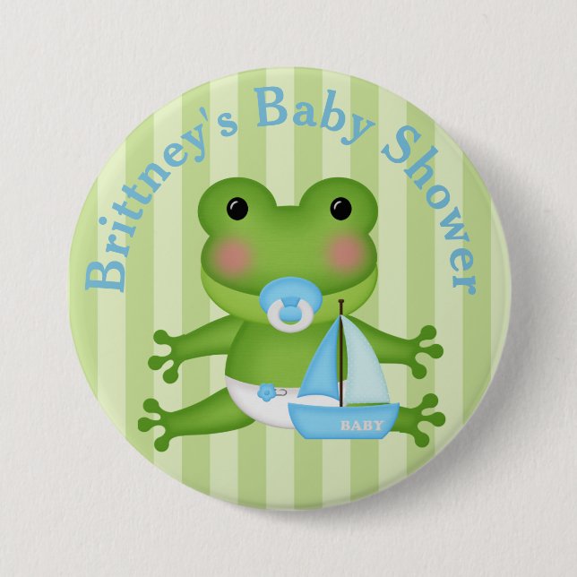 Badge Rond 7,6 Cm Bouton de Baby shower de grenouille customisé (Devant)