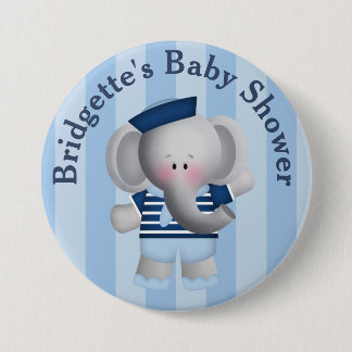Badge Rond 7,6 Cm Bouton de Baby shower éléphant de voile customisé