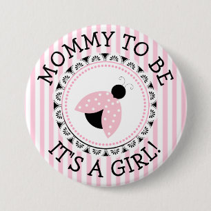 Badge Rond 7,6 Cm Bouton de Baby shower "Maman à être" rose Ladybug