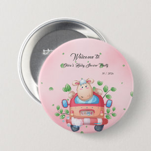 Badge Rond 7,6 Cm Bouton de Baby Shower pour un Agneau Bébé Mignon