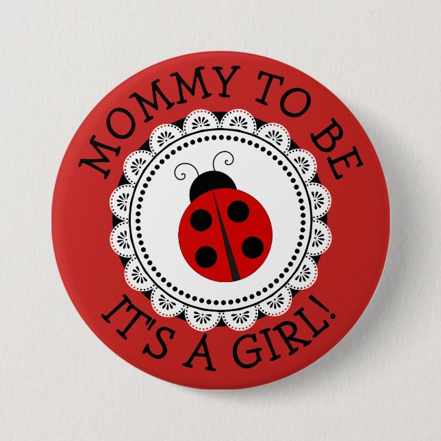 Badge Rond 7,6 Cm Bouton de Baby shower Red Ladybug "Mommy To Be" (Devant)