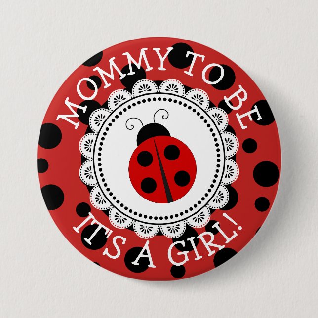 Badge Rond 7,6 Cm Bouton de Baby shower Red Ladybug "Mommy To Be" (Devant)