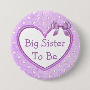 Badge Rond 7,6 Cm Bouton de Baby shower violet de la grande soeur