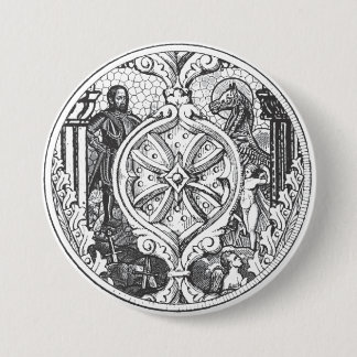 Badge Rond 7,6 Cm Bouton de bouclier en verre souillé de héros
