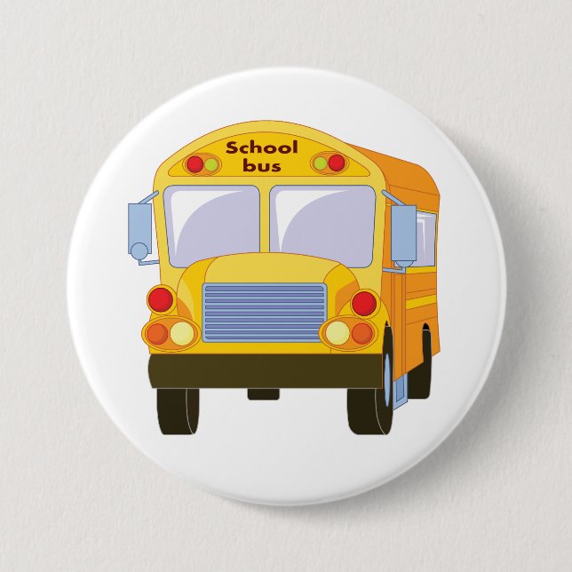 Badge Rond 7,6 Cm Bouton de bus scolaire jaune (Devant)