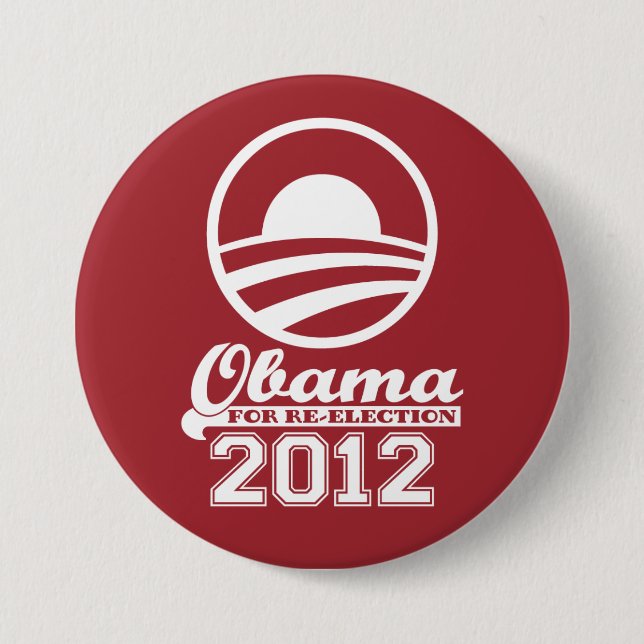 Badge Rond 7,6 Cm Bouton de campagne de réélection 2012 d'OBAMA (rou (Devant)