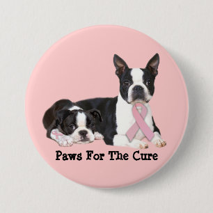Badge Rond 7,6 Cm Bouton de cancer du sein de Boston Terrier