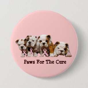 Badge Rond 7,6 Cm Bouton de cancer du sein de bouledogue