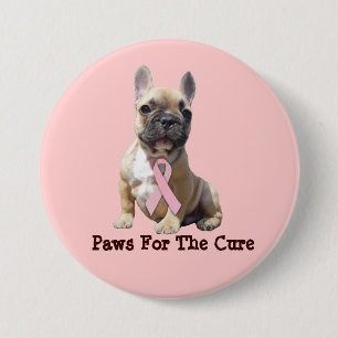 Badge Rond 7,6 Cm Bouton de cancer du sein de bouledogue français