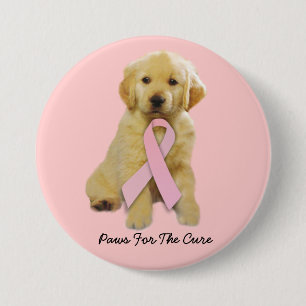 Badge Rond 7,6 Cm Bouton de cancer du sein de golden retriever