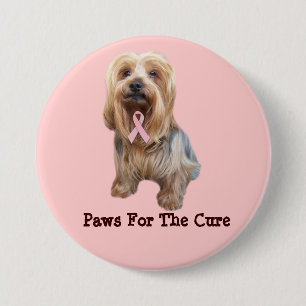 Badge Rond 7,6 Cm Bouton de cancer du sein de Yorkshire Terrier