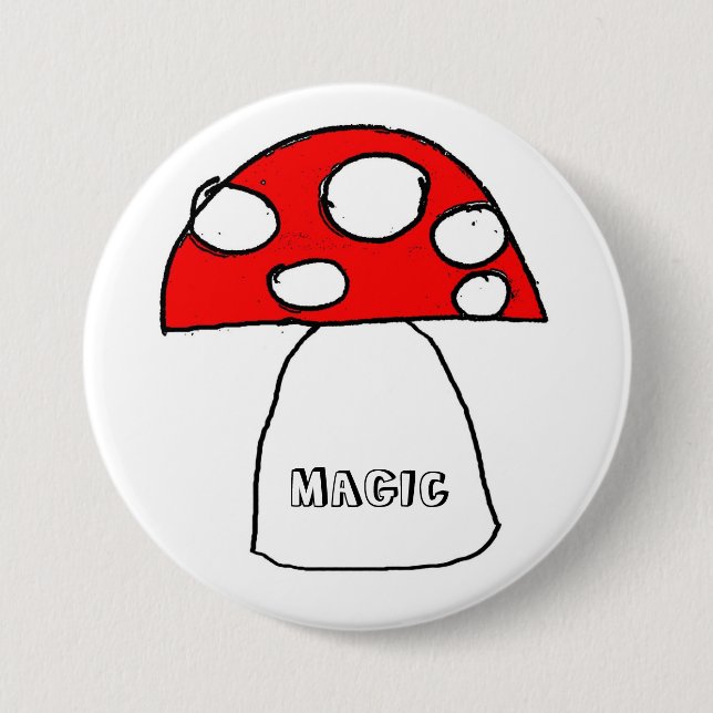 Badge Rond 7,6 Cm Bouton de champignon (Devant)