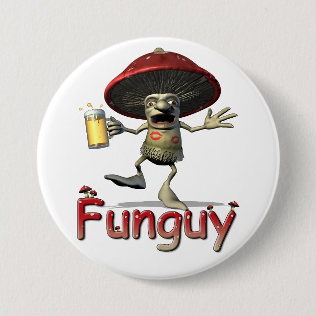 Badge Rond 7,6 Cm Bouton de champignon de Funguy (Devant)