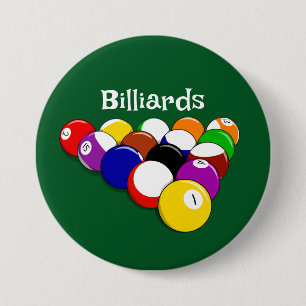 Badge Rond 7,6 Cm Bouton de conception Billiard Balls