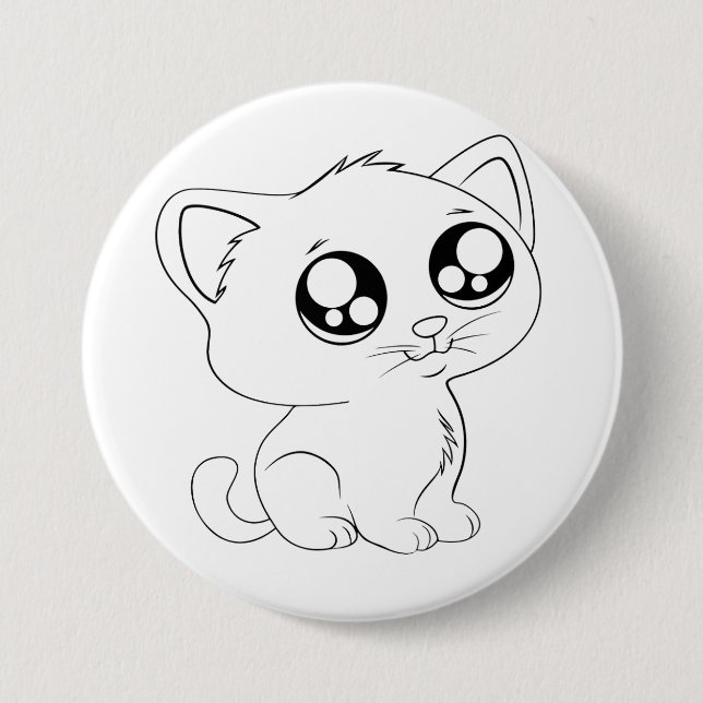 Badge Rond 7,6 Cm Bouton de conception de chat artistique élégant (Devant)