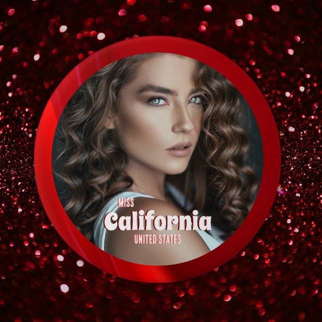 Badge Rond 7,6 Cm Bouton de Concours Ruby Shine (Go red! The ruby shine pageant button features a rich red border to compliment your photo and text)