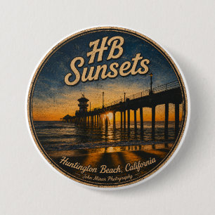 Badge Rond 7,6 Cm Bouton de coucher de soleil de Huntington Beach Pi